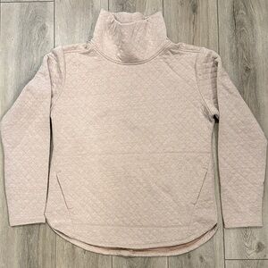RBX Quilted Cowl Neck Pullover Dip Hem Sweatshirt in Beige/Camel/Tan - L